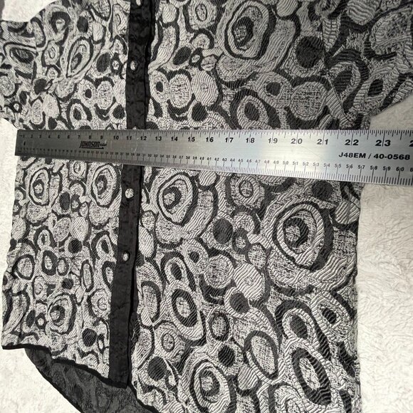 Harubella Hand Made Textured Crinkle Jacket Women Medium Button Front Gray Black - Picture 9 of 11